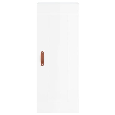 vidaXL Ντουλάπι Τοίχου Γυαλιστερό Λευκό 34,5x34x90cm Επεξ. Ξύλο 1 τεμ.