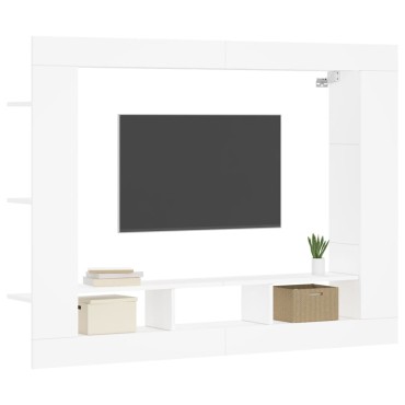 vidaXL Έπιπλο Τηλεόρασης Λευκό 152x22x113cm από Επεξεργασμένο Ξύλο