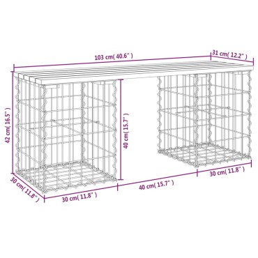 vidaXL Παγκάκι Κήπου Συρματοκιβώτιο 103x31x42cm από Μασίφ Ξύλο Πεύκου 1 τεμ.