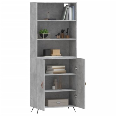 vidaXL Ντουλάπι Γκρι Σκυροδέματος 69,5x34x180cm Επεξεργασμένο Ξύλο 1 τεμ.