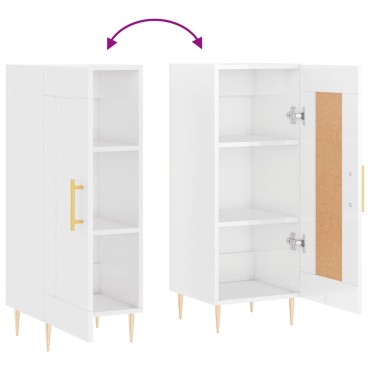 vidaXL Ντουλάπι Γυαλιστερό Λευκό 34,5x34x90cm Επεξεργασμένο Ξύλο 1 τεμ.