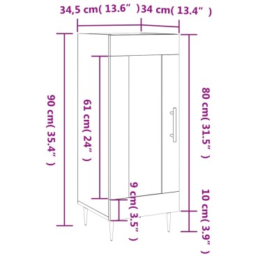 vidaXL Ντουλάπι Γκρι Σκυροδέματος 34,5x34x90cm Επεξεργασμένο Ξύλο 1 τεμ.