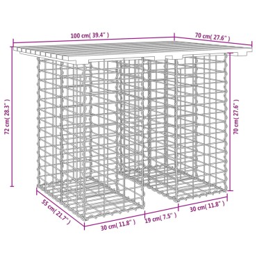 vidaXL Πάγκος Κήπου Συρματοκιβώτιο 100x70x72cm Μασίφ Ψευδοτσούγκα 1 τεμ.