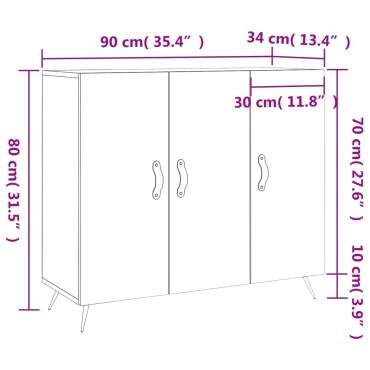 vidaXL Ντουλάπι Γυαλιστερό Λευκό 90x34 x80cm Επεξεργασμένο Ξύλο 1 τεμ.