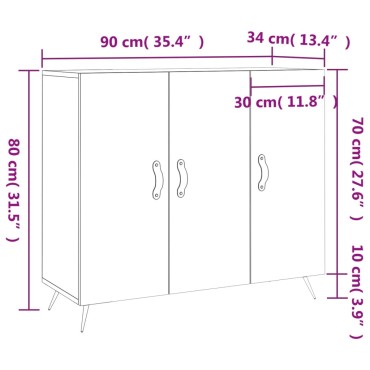 vidaXL Ντουλάπι Καπνιστή Δρυς 90x34x80cm Επεξεργασμένο Ξύλο 1 τεμ.