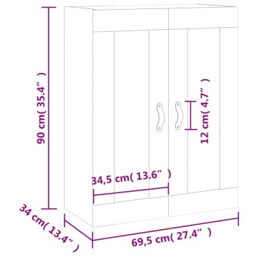vidaXL Ντουλάπι Τοίχου Καφέ Δρυς 69,5x34x90cm 1 τεμ.
