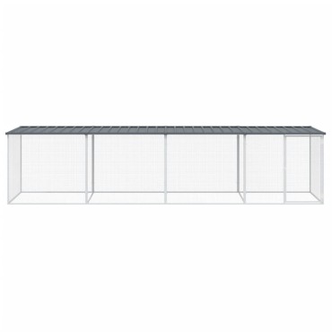 vidaXL Κοτέτσι - Κλουβί με Στέγη Ανθρακί 403x98x90 εκ. Γαλβαν. Ατσάλι