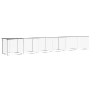 vidaXL Κοτέτσι - Κλουβί με Στέγη Αν. Γκρι 603x98x90 εκ. Γαλβαν. Ατσάλι