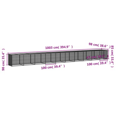 vidaXL Κοτέτσι - Κλουβί με Στέγη Ανθρακί 1003x98x90 εκ. Γαλβαν. Ατσάλι