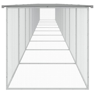 vidaXL Κοτέτσι - Κλουβί με Στέγη Αν. Γκρι 1003x98x90 εκ. Γαλβ. Ατσάλι