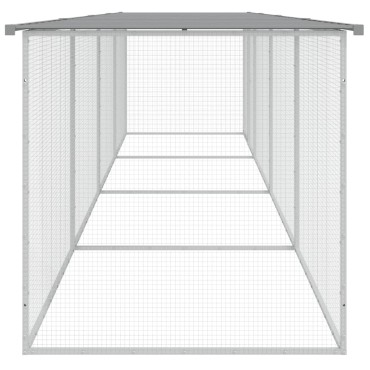 vidaXL Κοτέτσι - Κλουβί με Στέγη Αν. Γκρι 403x98x90 εκ. Γαλβαν. Ατσάλι