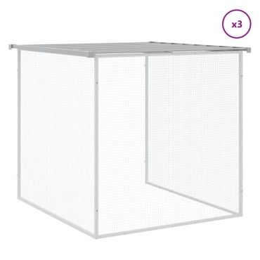 vidaXL Κοτέτσι - Κλουβί με Στέγη Αν. Γκρι 403x98x90 εκ. Γαλβαν. Ατσάλι