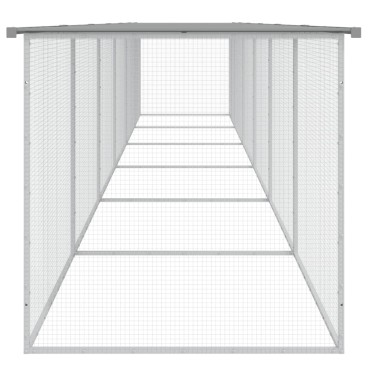 vidaXL Κοτέτσι - Κλουβί με Στέγη Αν. Γκρι 603x98x90 εκ. Γαλβαν. Ατσάλι