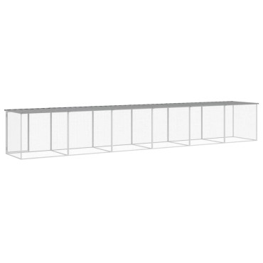 vidaXL Κοτέτσι - Κλουβί με Στέγη Αν. Γκρι 603x98x90 εκ. Γαλβαν. Ατσάλι