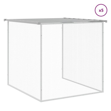 vidaXL Κοτέτσι - Κλουβί με Στέγη Αν. Γκρι 603x98x90 εκ. Γαλβαν. Ατσάλι