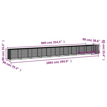 vidaXL Κοτέτσι - Κλουβί με Στέγη Αν. Γκρι 1003x98x90 εκ. Γαλβ. Ατσάλι