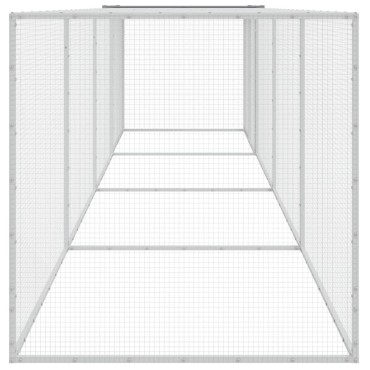 vidaXL Κοτέτσι - Κλουβί με Στέγη Αν. Γκρι 403x98x90 εκ. Γαλβαν. Ατσάλι