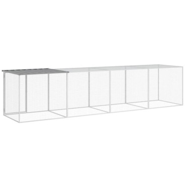vidaXL Κοτέτσι - Κλουβί με Στέγη Αν. Γκρι 403x98x90 εκ. Γαλβαν. Ατσάλι