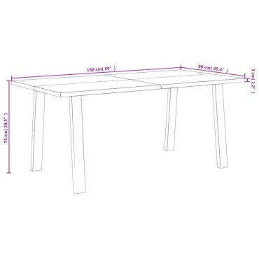 vidaXL Τραπεζαρία 150x90x75cm από Μασίφ Ξύλο Ακακίας 1 τεμ.