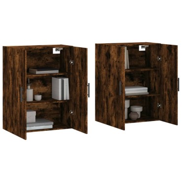 vidaXL Ντουλάπια Τοίχου 2 τεμ. Καπνιστή Δρυς 69,5x34x90cm