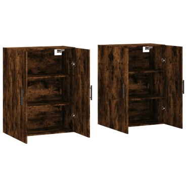 vidaXL Ντουλάπια Τοίχου 2 τεμ. Καπνιστή Δρυς 69,5x34x90cm