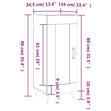 vidaXL Ντουλάπι Καφέ Δρυς 34,5x34x90cm Επεξεργασμένο Ξύλο 1 τεμ.