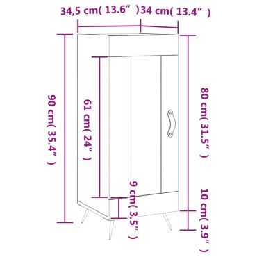 vidaXL Ντουλάπι Λευκό 34,5x34x90cm από Επεξεργασμένο Ξύλο 1 τεμ.