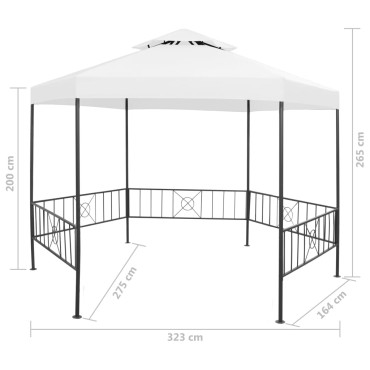 vidaXL Κιόσκι Κήπου Λευκό 323 x 275 x 265 εκ. 180 γρ./μ²