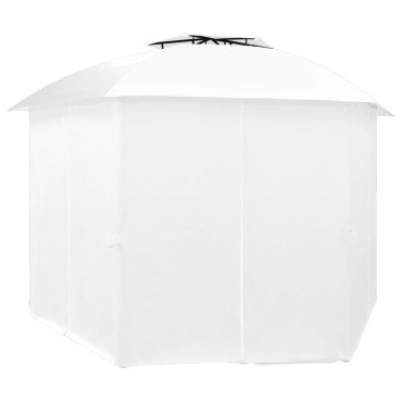 vidaXL Κιόσκι Κήπου με Κουρτίνες Λευκό 360 x 312 x 265 εκ. 180 γρ/μ²