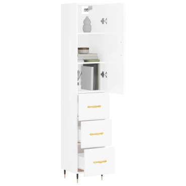 vidaXL Ντουλάπι Γυαλ. Λευκό 34,5x34x180cm από Επεξεργασμένο Ξύλο 1 τεμ.