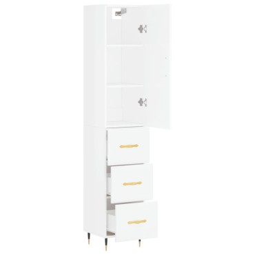 vidaXL Ντουλάπι Γυαλ. Λευκό 34,5x34x180cm από Επεξεργασμένο Ξύλο 1 τεμ.