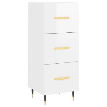 vidaXL Ντουλάπι Γυαλ. Λευκό 34,5x34x180cm από Επεξεργασμένο Ξύλο 1 τεμ.