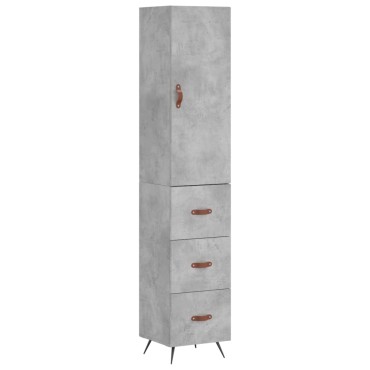 vidaXL Ντουλάπι Γκρι Σκυροδέματος 34,5x34x180cm Επεξεργασμένο Ξύλο 1 τεμ.