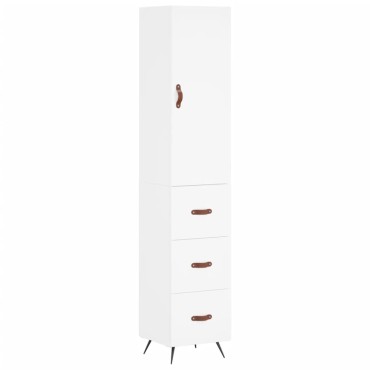 vidaXL Ντουλάπι Λευκό 34,5x34x180cm από Επεξεργασμένο Ξύλο 1 τεμ.