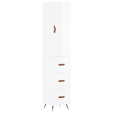 vidaXL Ντουλάπι Γυαλ. Λευκό 34,5x34x180cm από Επεξεργασμένο Ξύλο 1 τεμ.