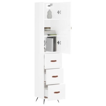 vidaXL Ντουλάπι Γυαλ. Λευκό 34,5x34x180cm από Επεξεργασμένο Ξύλο 1 τεμ.