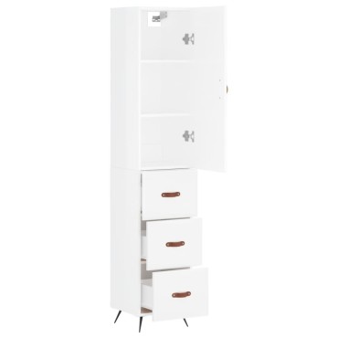 vidaXL Ντουλάπι Γυαλ. Λευκό 34,5x34x180cm από Επεξεργασμένο Ξύλο 1 τεμ.