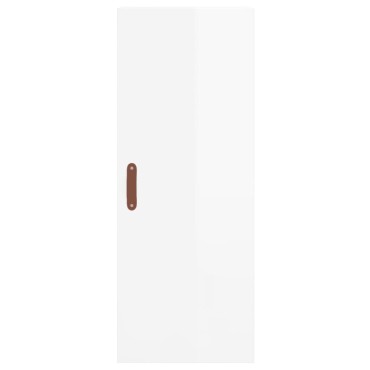 vidaXL Ντουλάπι Γυαλ. Λευκό 34,5x34x180cm από Επεξεργασμένο Ξύλο 1 τεμ.