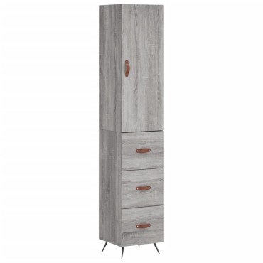 vidaXL Μπουφές Sonoma Γκρι 34,5x34x180cm από Επεξεργασμένο Ξύλο 1 τεμ.