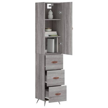 vidaXL Μπουφές Sonoma Γκρι 34,5x34x180cm από Επεξεργασμένο Ξύλο 1 τεμ.