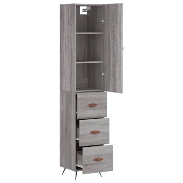 vidaXL Μπουφές Sonoma Γκρι 34,5x34x180cm από Επεξεργασμένο Ξύλο 1 τεμ.