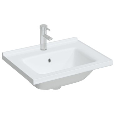 vidaXL Νιπτήρας Μπάνιου Ορθογώνιος Λευκός 61 x 48 x 19,5 εκ. Κεραμικός