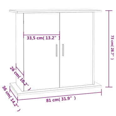 vidaXL Βάση Ενυδρείου Καπνιστή Δρυς 81x36x73 εκ. Επεξεργασμένο Ξύλο