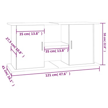 vidaXL Βάση Ενυδρείου Γκρι Sonoma 121x41x58 εκ. από Επεξεργασμένο Ξύλο