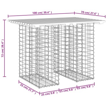 vidaXL Πάγκος Κήπου Συρματοκιβώτιο 100x70x72cm Μασίφ Ψευδοτσούγκα 1 τεμ.