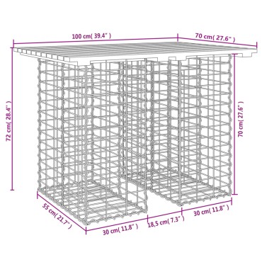 vidaXL Παγκάκι Κήπου Συρματοκιβώτιο 100x70x72cm Εμποτ. Ξύλο Πεύκου 1 τεμ.