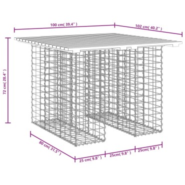 vidaXL Παγκάκι Κήπου Συρματοκιβώτιο 100x102x72cm Μασίφ Ξύλο Πεύκου 1 τεμ.