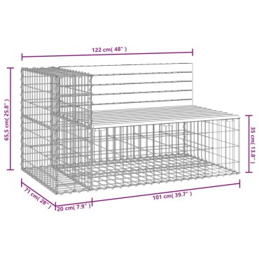 vidaXL Παγκάκι Κήπου Συρματοκιβώτιο 122x71x65,5cm Εμποτ. Ξύλο Πεύκου 1 τεμ.