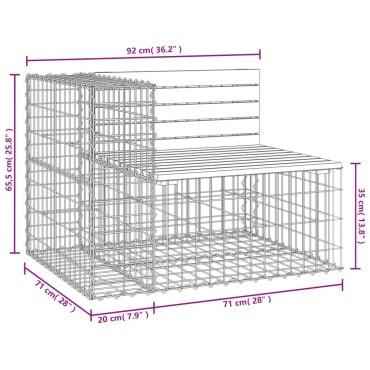 vidaXL Παγκάκι Κήπου Συρματοκιβώτιο 92x71x65,5cm Μασίφ Ξύλο Πεύκου 1 τεμ.