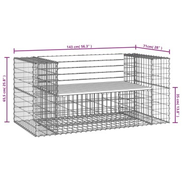 vidaXL Παγκάκι Κήπου Συρματοκιβώτιο 143x71x65,5cm Μασίφ Ξύλο Πεύκου 1 τεμ.